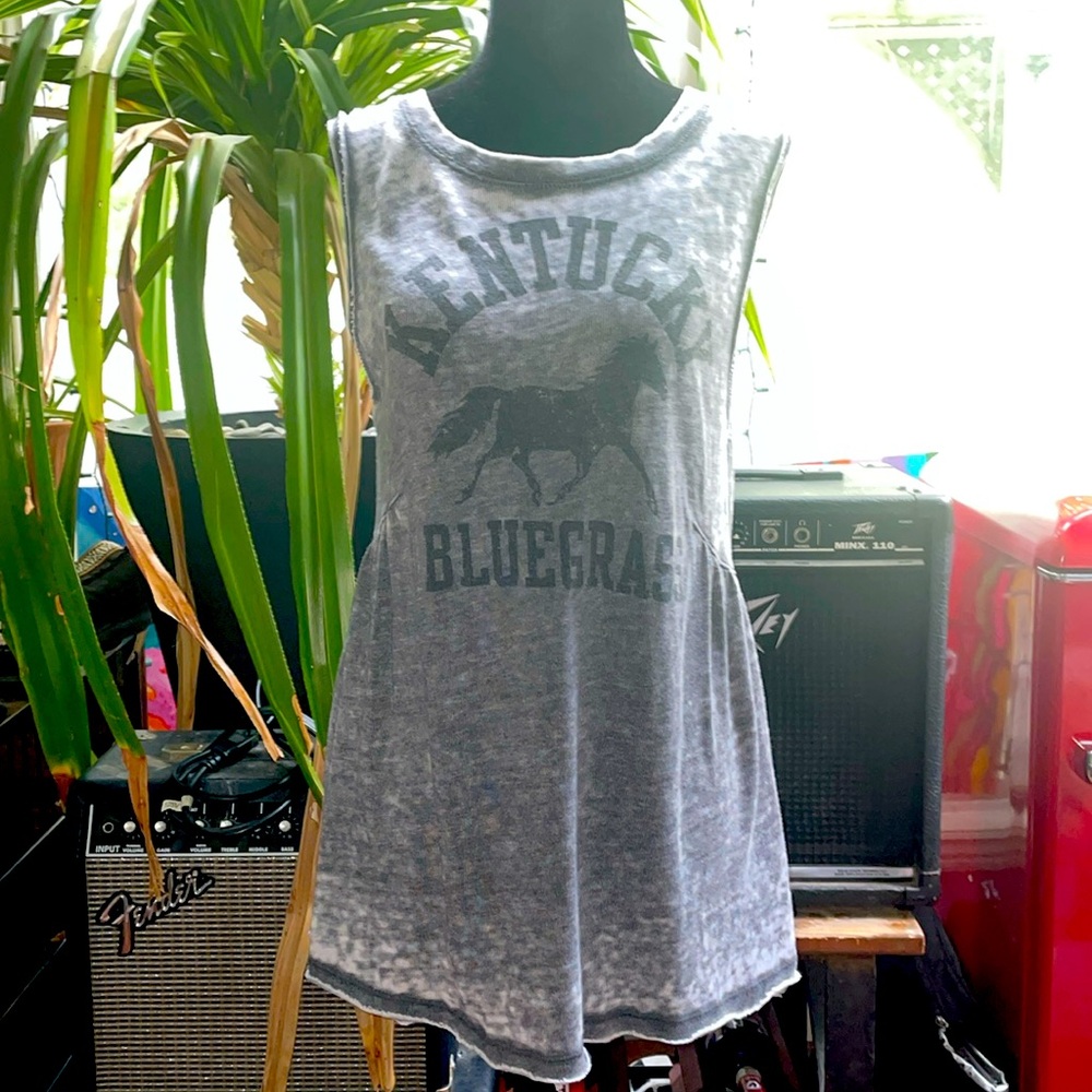 Free People, We The Free babydoll sleeveless tank, burnout grey, size small.